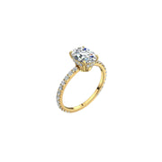 Solitaire diamant naturel ovale et diamants naturels ronds 1.00 carat or jaune Sofia